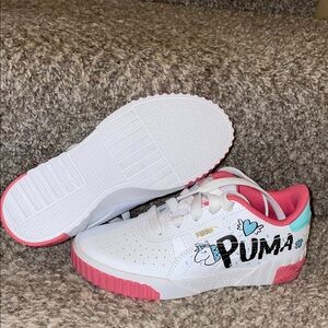 Puma Kids' White and Pink Graphic Sneakers
